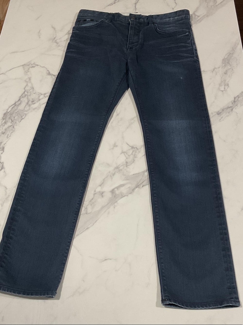 Hugo Boss Navy Straight-Leg Stretch Jeans US 31/32